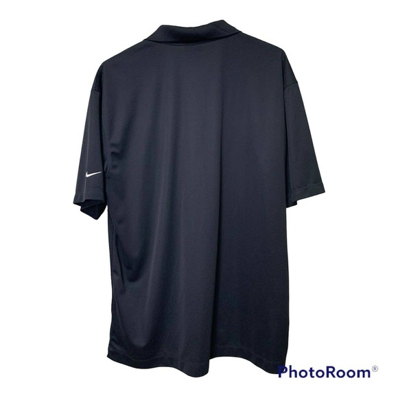Nike Dri Fit Mens XL Black Polo Golf Shirt White Swoosh In Range Alaska Logo - Picture 2 of 10